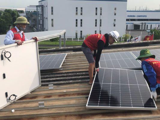 Thi công lắp đặt điện mặt trời nhà máy Hestra KCN Nomura