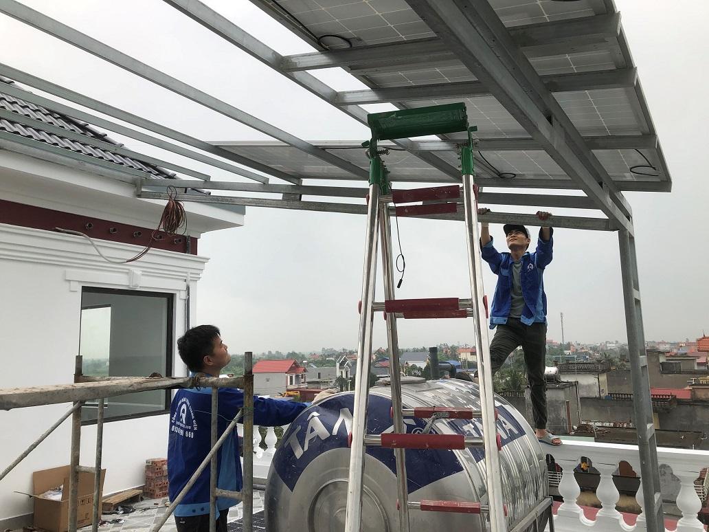 Thi công lắp đặt hệ thống điện mặt trời hòa lưới 5kw tại Liên Am Vĩnh Bảo