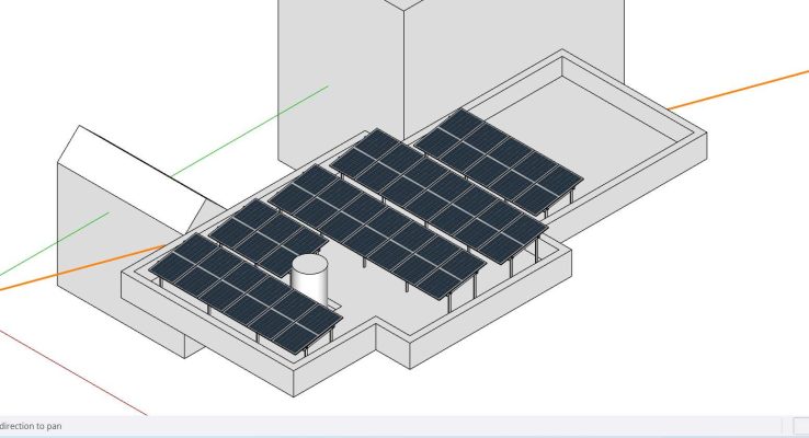 Mô phỏng số lượng tấm pin sao cho phù hợp với giàn khung sao cho tối ưu công suất tấm pin cũng như tránh vật cản